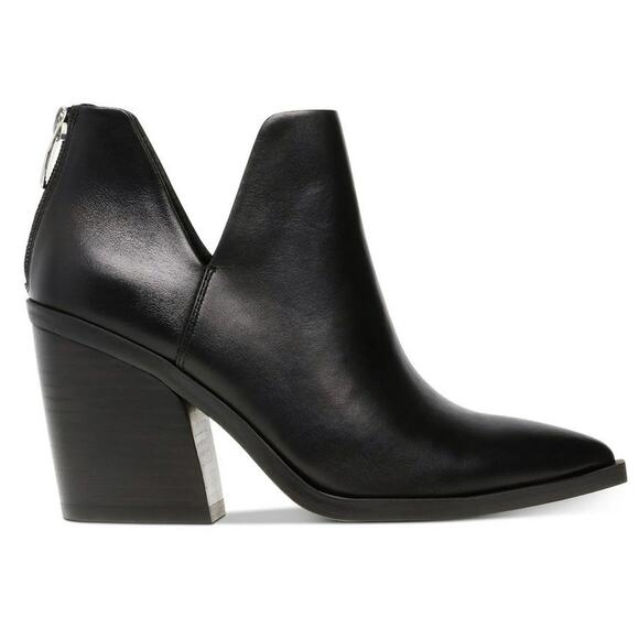 Steve Madden Black Alyseialy Black Fashion Boots Womens Size 7M Leather Pull On - Picture 1 of 12